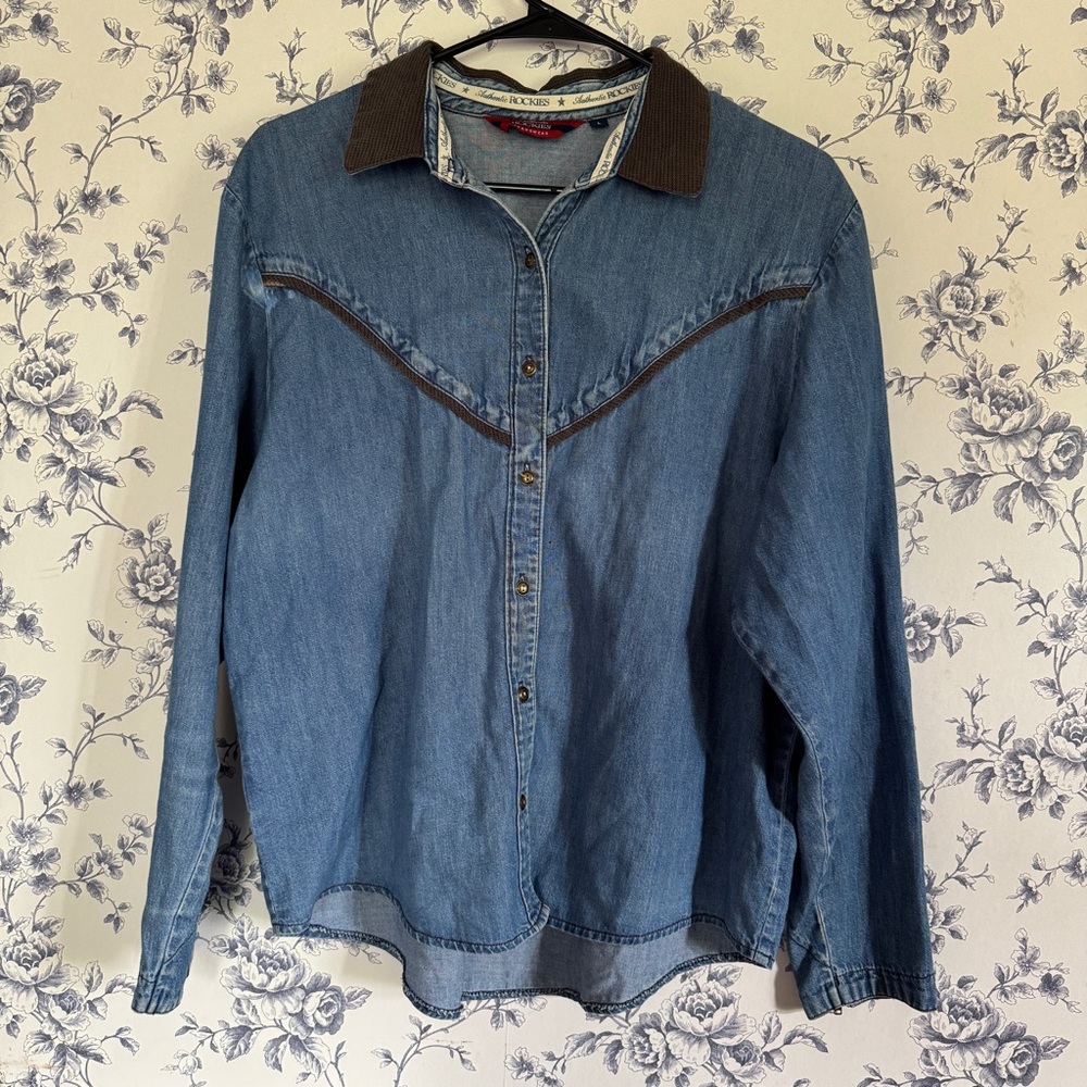 Rockies Denim Shirt with Brown Accents
